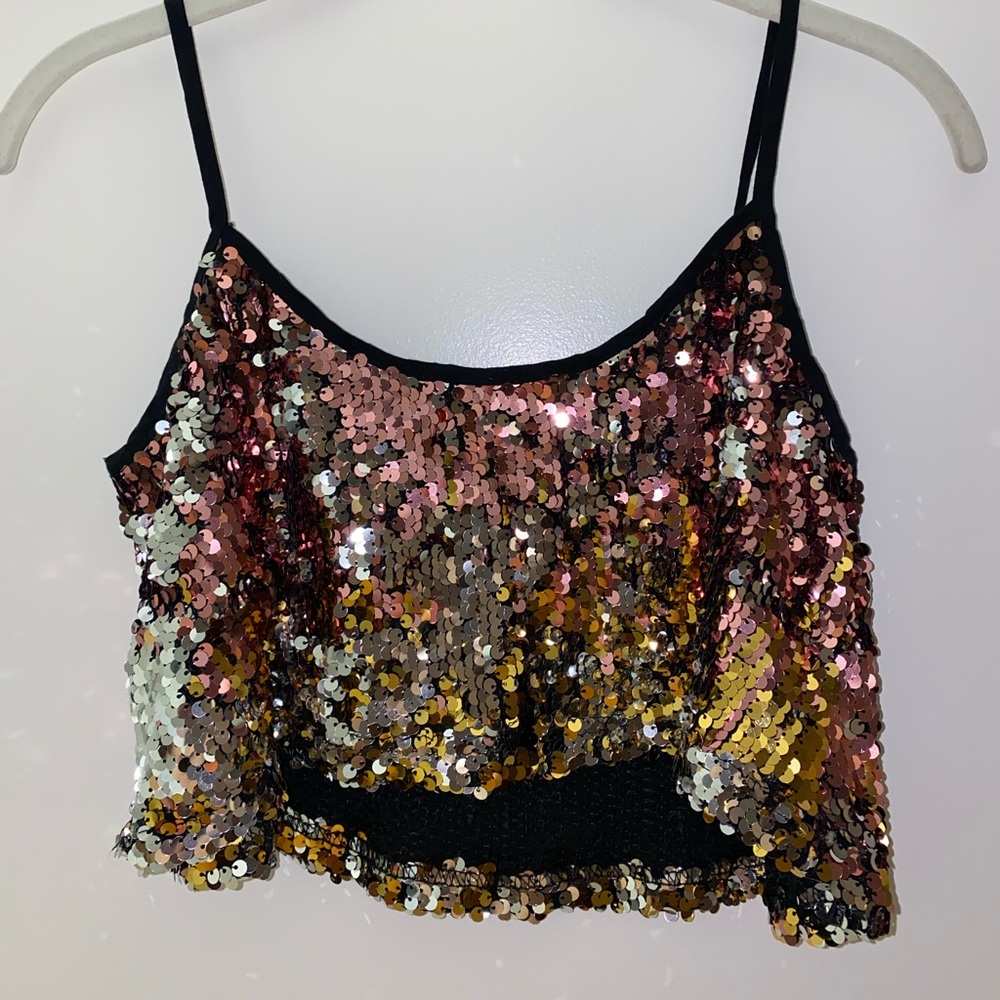 Multi-Color Flowy Sequin Forever21 Crop Top - image 2